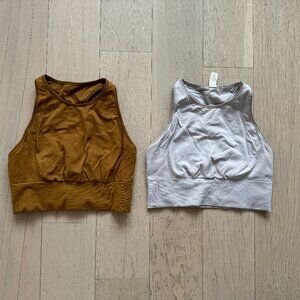 Lululemon Ebb to Train Size 8 Sports bras in white and spiced bronze